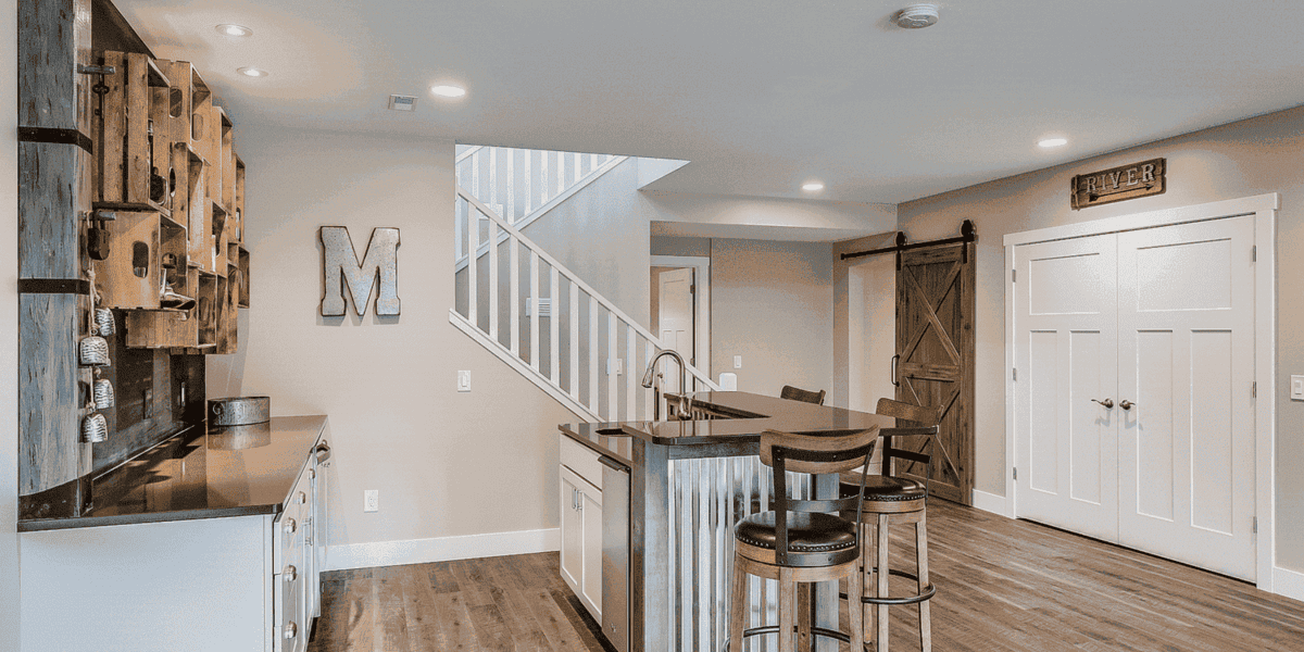 Basement remodel rustic design marshall homes utah