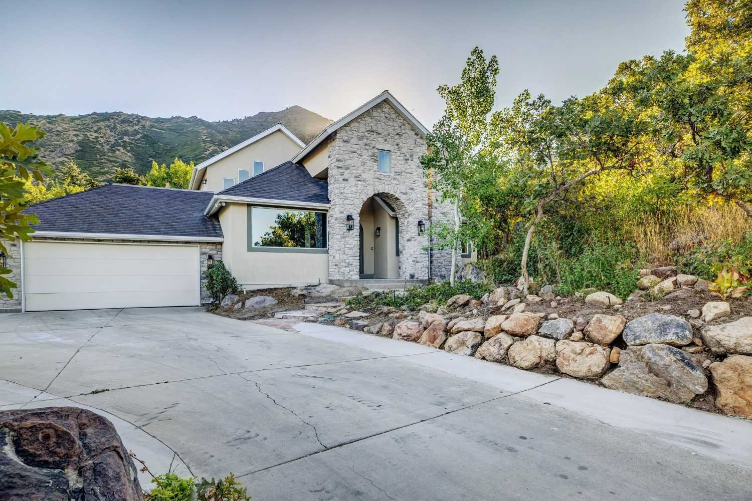 Custom Home with stone features built by Marshall Homes in Salt Lake City