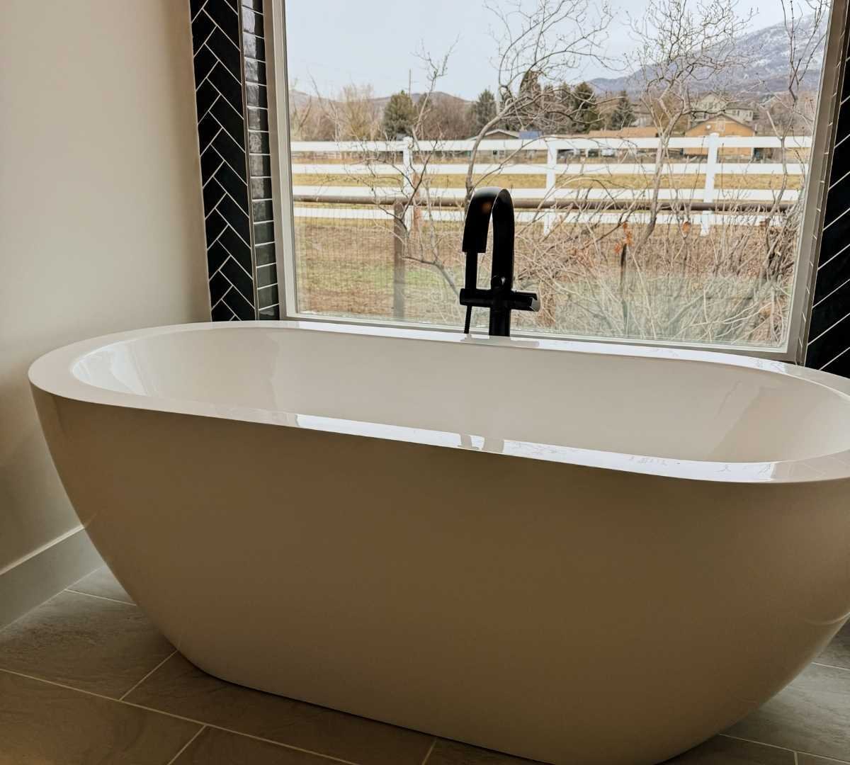 Soaking tub in a bathroom remodel by Marshall Homes Utah in Salt Lake City