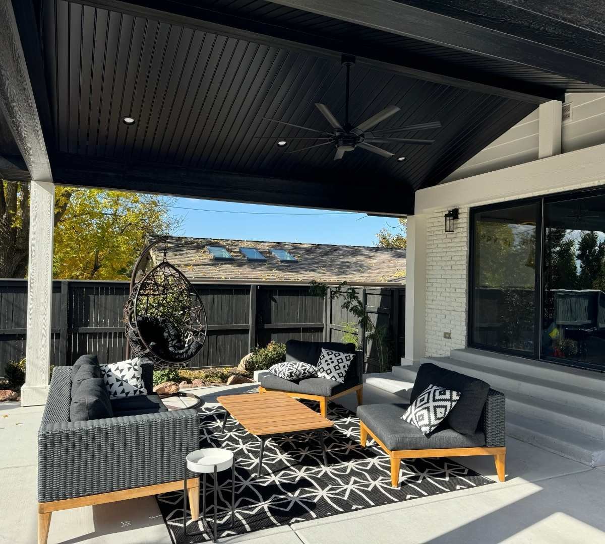 View from under the metal patio cover by Marshall Homes Utah
