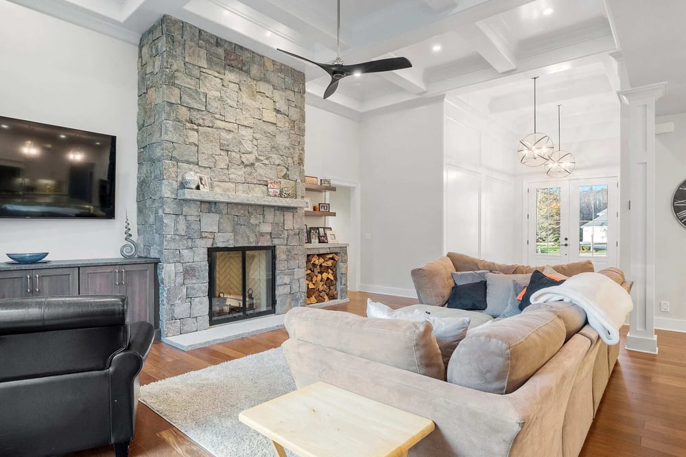 Remodeled living room with fireplace Marshall Homes Utah